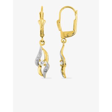 Boucles D'oreilles  Dormeuse Diamant 0.02ct Gh-P2p3 Or Jaune+Rh