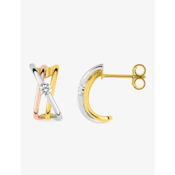 Boucles D'oreilles  Créoles Oxyde De Zirconium Or375 Tric.