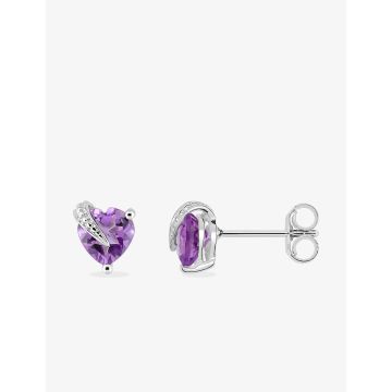 Boucles D'oreilles Clous Améthyste Or Blanc 375