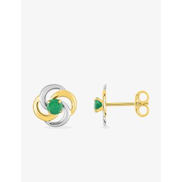 Boucles D'oreilles Clous Emeraudes Bicolore