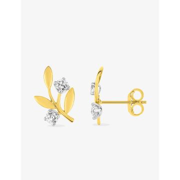 Boucles D'oreilles Clous Oxyde De Zirconium Bicolore