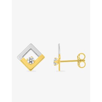 Boucles D'oreilles Clous Oxyde De Zirconium Bicolore