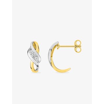 Boucles D'oreille Puce Oxyde Blanc Bicolore