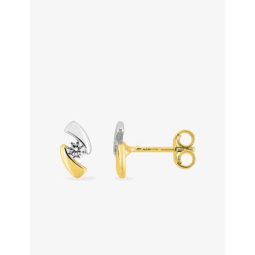 Boucles D'oreille Puce Oxyde Blanc Bicolore