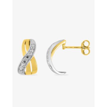 Boucles D'oreille Puce Oxyde Blanc Bicolore