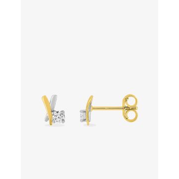Boucles D'oreille Clous Oxyde Blanc Bicolore