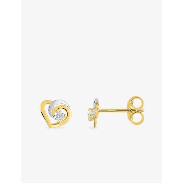 Boucles D'oreille Puce Oxyde Blanc Bicolore