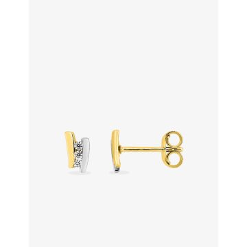 Boucles D'oreille Puce Oxyde Blanc Bicolore