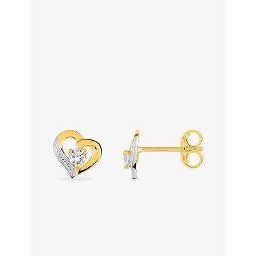 Boucles D'oreille Puce Oxyde Blanc Bicolore