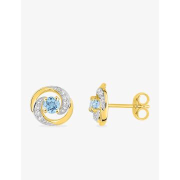 Boucles D'oreilles  Clou Top. Bl. Traitée Oxyde De Zirconium Or Jaune+Rh