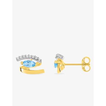 Boucles D'oreilles  Clou Oxyde De Zirconium Top. Bl. Traitée Or Jaune+Rh