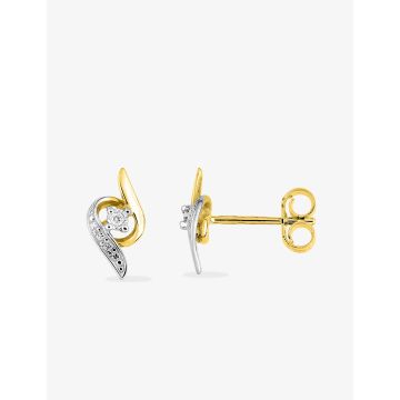 Boucles D'oreilles  Clou Diamant 0.012 Or Jaune+Rh