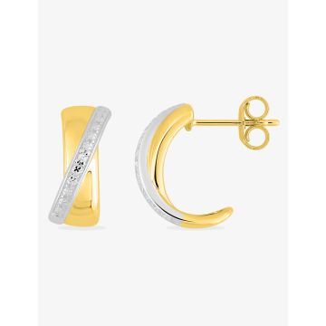 Boucles D'oreilles  Créoles Diamant 0.01 Or Jaune+Rh