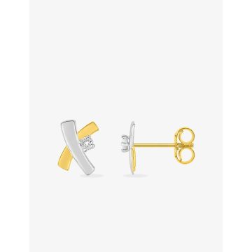 Boucles D'oreilles  Clou Diamant 0.006 Bicolore Or375