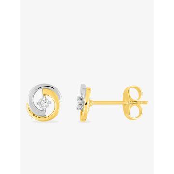 Boucles D'oreilles  Clou Diamant 0.02 Bicolore Or375