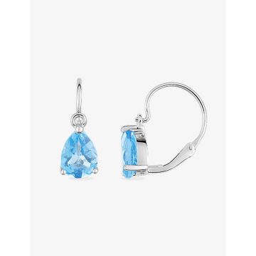 Boucles D'oreilles Pendantes Topaze Bleu 1 40 Or Gris or 375