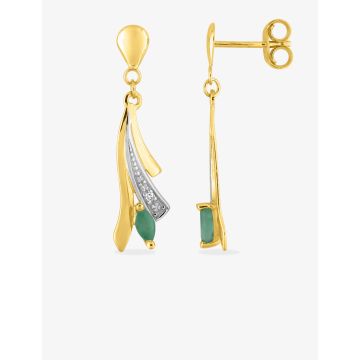 Boucles D'oreille Pendantes émeraude Diamant 0,00 Bicolore