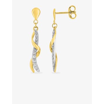 Boucles D'oreilles  Pendantes Oxyde Blanc Bicolore or 375
