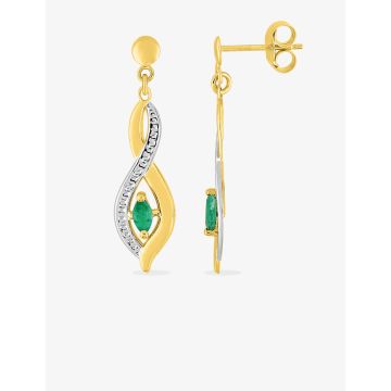 Boucles D'oreilles  Pendantes Émeraude Bicolore