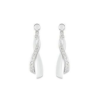 Boucles D'oreille Pendantes Oxyde Or Blanc