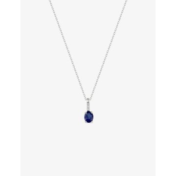 Collier 42cm Saphir Tr Diamant 0.004 Or Blanc