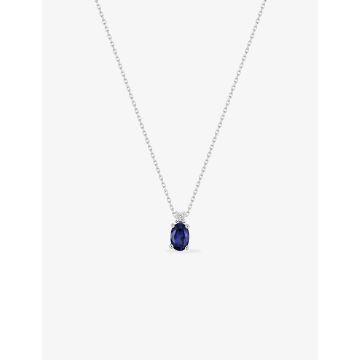 Collier Saphir Tr Diamant 0.008 Or Blanc