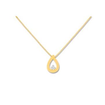 Collier Diamant 0,01 42 Cm Bicolore