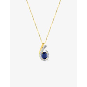 Collier Saphir Tr Diamant 0.012 Bicolore