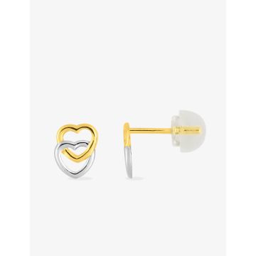 Boucles D'oreilles Or 9ct Bicolore
