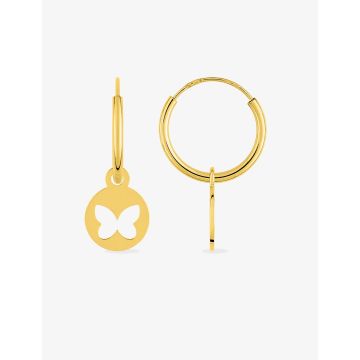 Créoles + Motif Papillon Or Jaune
