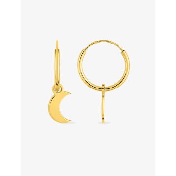 Boucles D'oreilles  Créoles Motif Lune Or Jaune