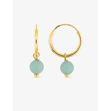Boucles D'oreilles  Créoles Amazonite Boule Or Jaune