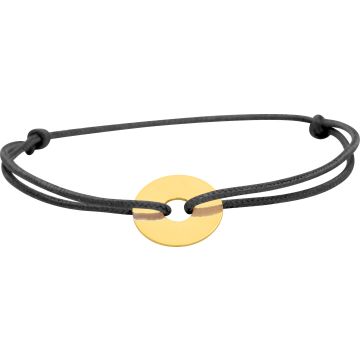 Bracelet Cordon Noir Motif Or Jaune