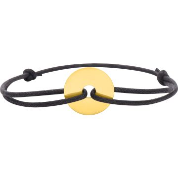 Bracelet Cordon Noir Motif Or Jaune