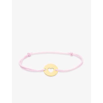 Bracelet Cordon Rose Motif Coeur Or Jaune
