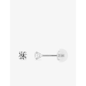Boucles D'oreilles  Clou Oxyde De Zirconium Or Blanc
