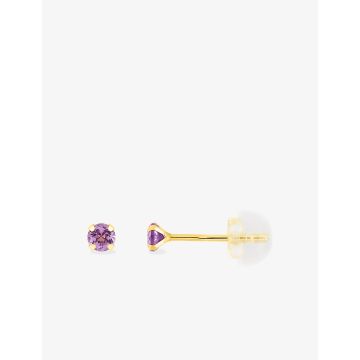 Boucles D'oreilles  Clou Améthyste Or Jaune