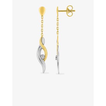 Boucles D'oreilles  Pendantes Diamant 0.008ct Or375 Bicolore