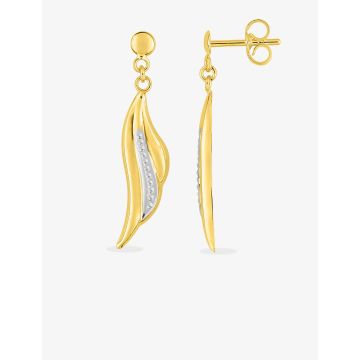 Boucles D'oreilles  Pendantes Or Jaune+Rh