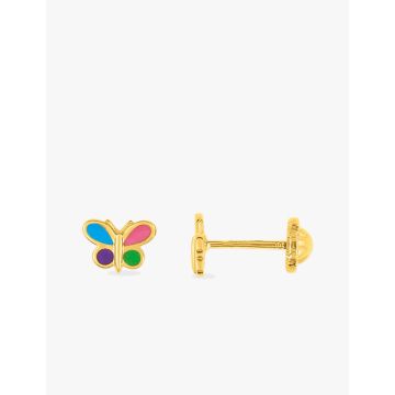 Boucles D'oreilles  Clou Laque Or Jaune