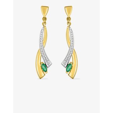 Boucles D'oreilles Pendantes Émeraude Or Jaune+Rh