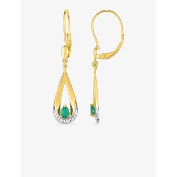 Boucles D'oreilles Pendantes Émeraude Or Jaune+Rh