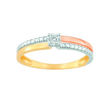 Bague Diamant 0.04ct Or375 J R Bicolore
