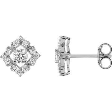Boucles D'oreilles  Clou Oxyde De Zirconium Or Blanc