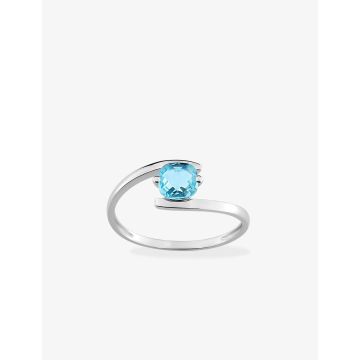 Bague Topaze Bleu Traitée Or Blanc