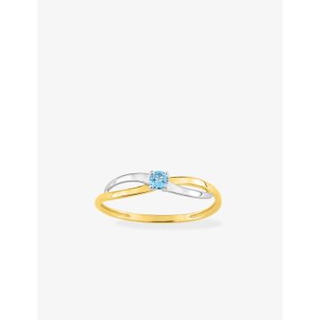 Bague Topaze Bleu Traitée Or Jaune+Rh