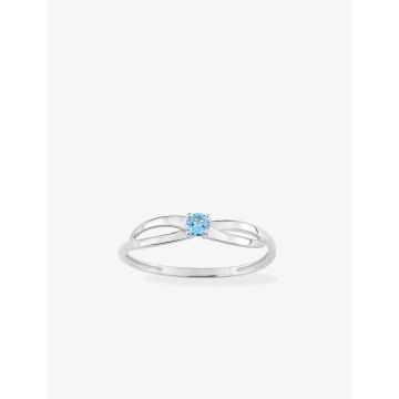 Bague Topaze Bleu Traitée Or Blanc