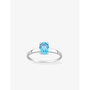 Bague Topaze Bleu Traitée Or Blanc