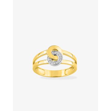Bague Oxyde De Zirconium Or Jaune+Rh