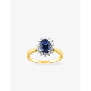 Bague Saphir Oxyde De Zirconium Or Jaune+Rh